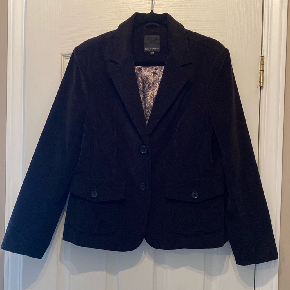Lady Hathaway Design Black fine corduroy blazer.